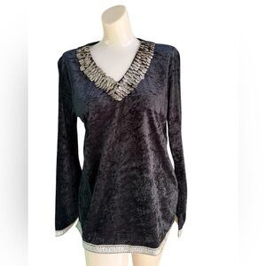Dimri  Black Tunic Velvet Gold Coins Size M